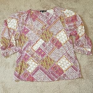 Zac and Rachel 3/4 length pink geometric p…